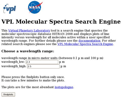 <span class="caps">VPL</span> Molecular Spectra Search Engine Website