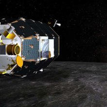 Artist impression of LADEE above the lunar surface.
