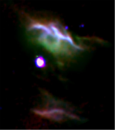 Combination of three color images of NGC 7023 from SOFIA (red & green) and Spitzer (blue) show different populations of PAH molecules.