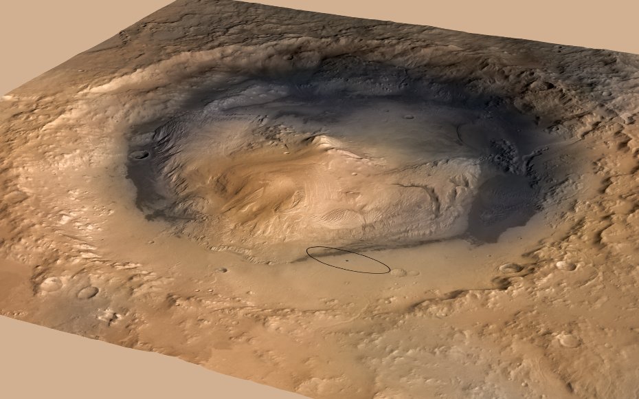Gale Crater, the landing site of NASA's Curiosity rover.