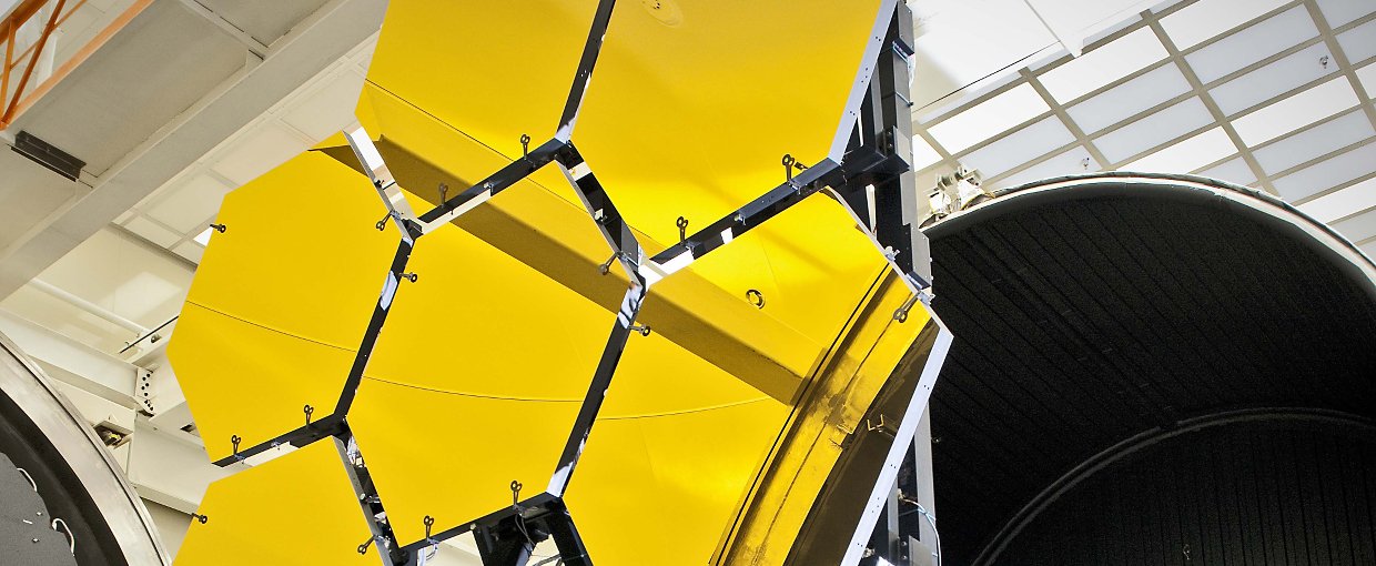 The first six flight ready James Webb Space Telescope primary mirror segments are prepped to begin final cryogenic testing at NASA's Marshall Space Flight Center in Huntsville, Ala. Credit: NASA/Chris Gunn 