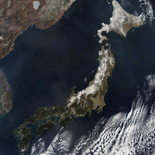 The Moderate Resolution Imaging Spectradiometer (MODIS) instrument aboard NASA's Aqua satellite captured this mostly cloud-free visible image of Japan on April 5, 2011.