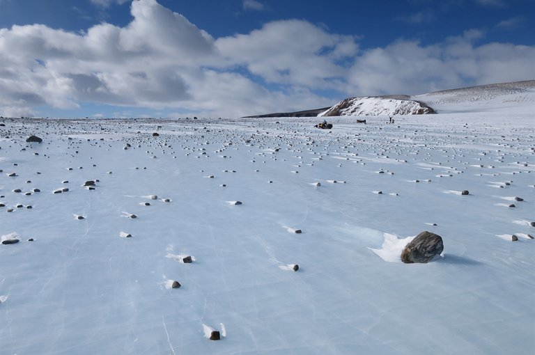 Blue ice field in Antarctica's Miller Range. The Miller range is a prime location for meteorite hunting.