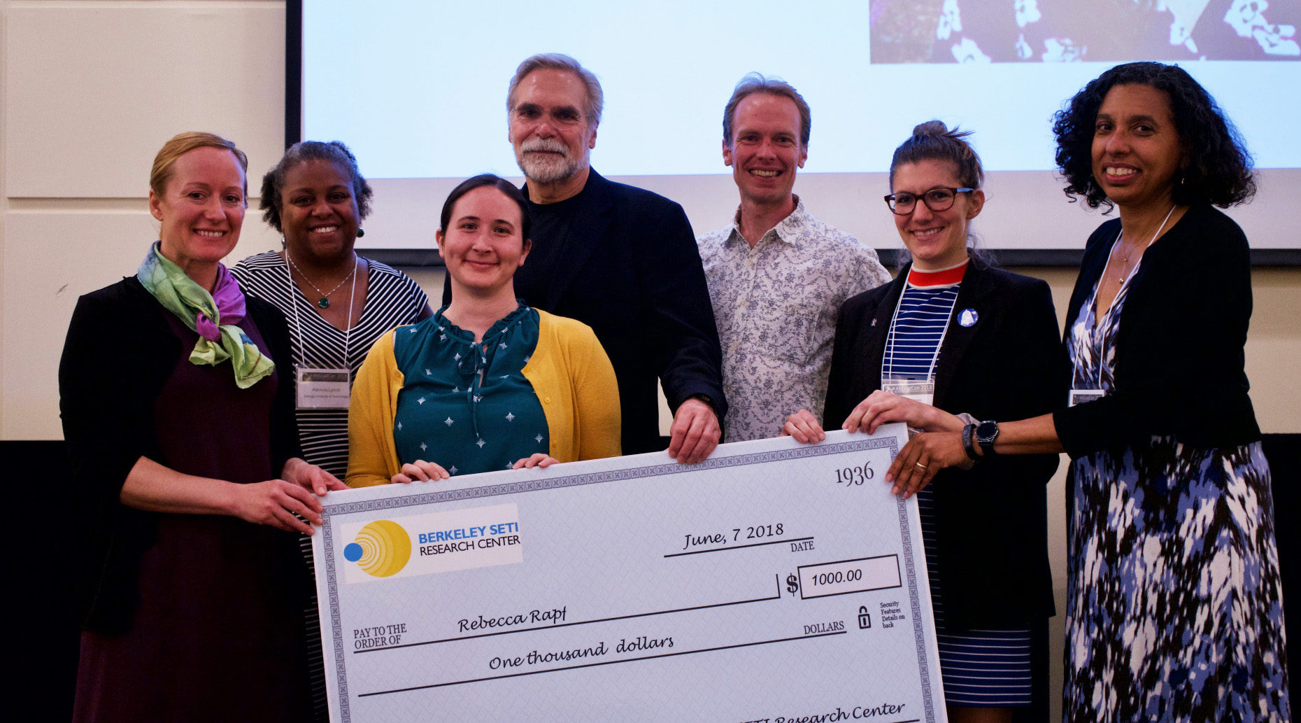 Rebecca Rapf awarded with the Maggie C. Turnbull Community Service Award at AbGradCon 2018. Image source: <a href="https://turnbullaward.org/" target="_blank">https://turnbullaward.org/</a>. Image credit: None