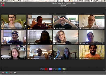 Screenshot of the kickoff meeting of SAGANet mentors as they prepare to engage students in the Pittsburg Community School Astrobiology Science Challenge.