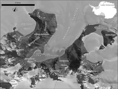Figure 1. Satellite image map of Lake Untersee, Antarctica.