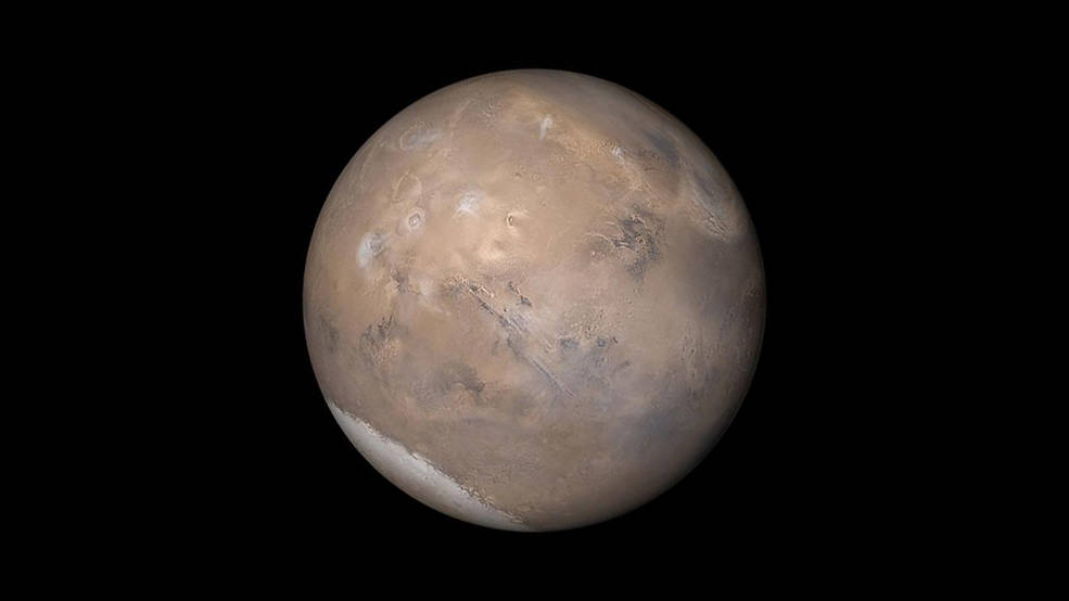 The view of Mars shown here was assembled from MOC daily global images obtained on May 12, 2003.
Credits: NASA/JPL/Malin Space Science Systems Image credit: None