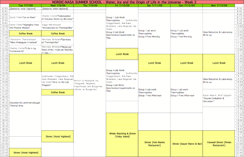 Summer School Schedule 2