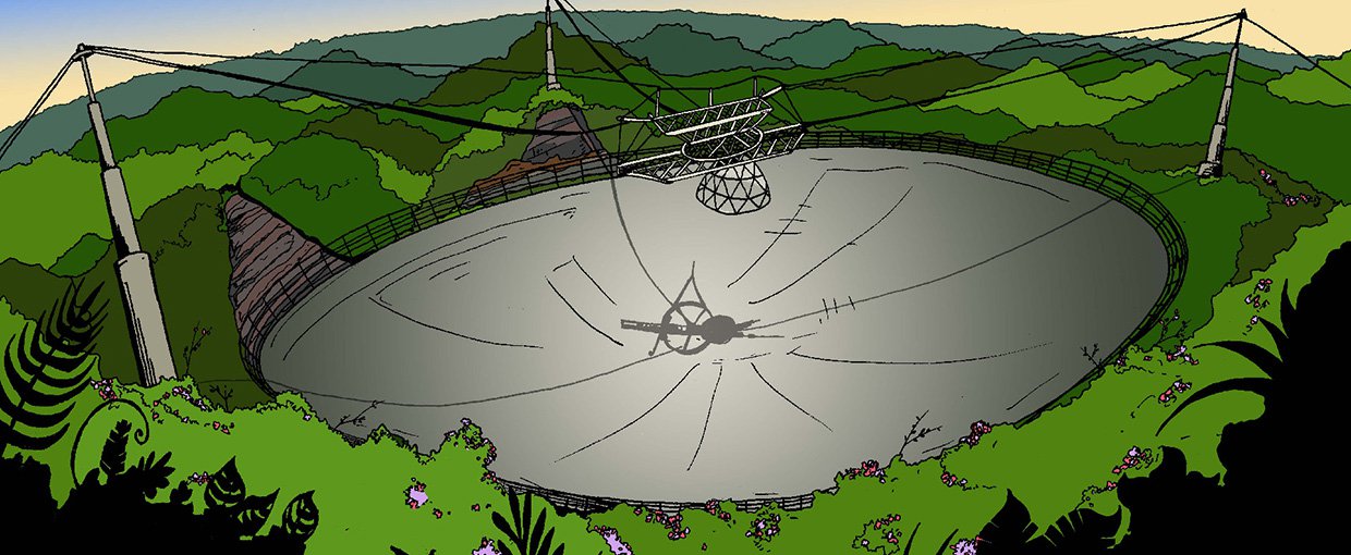 The Arecibo Observatory from the 8th issue of the Astrobiology Graphic History series.