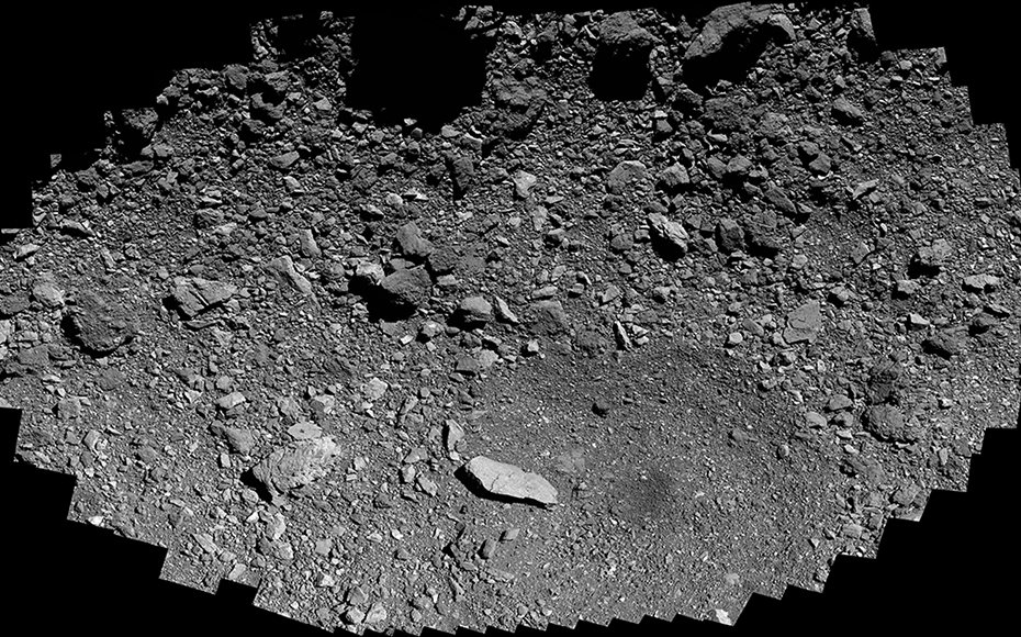 The sample site Osprey on asteroid Bennu from OSIRIS-REx during an 820-foot (250-meter) reconnaissance pass over the site. The pass was designed to provide high-resolution imagery to identify the best areas within the site to collect a sample.