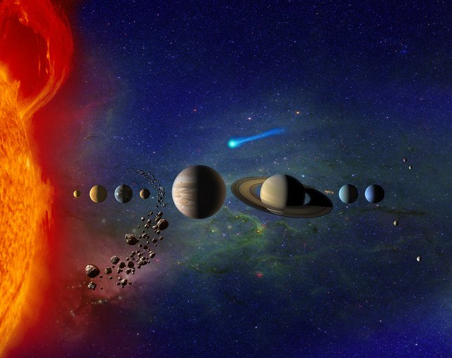 Artist illustration of the Solar System.