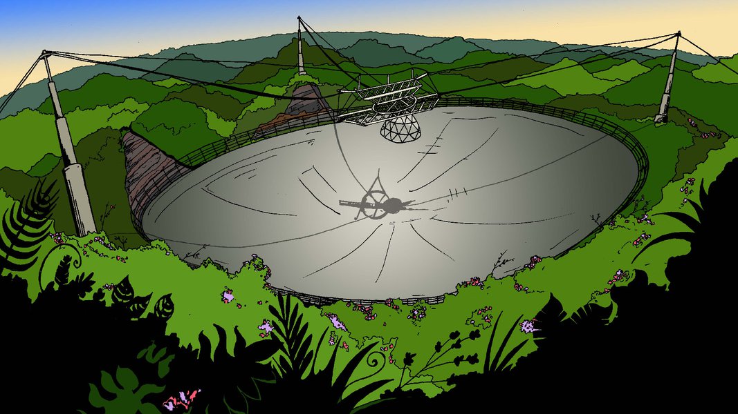 The Arecibo Observatory from the 8th issue of the Astrobiology Graphic History series.