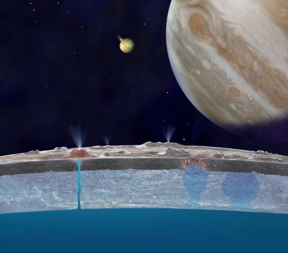 Vents in Europa’s icy crust could allow plumes of water vapor to escape from a sub-surface ocean. If observed up close, the chemical components of the plumes would be identified and could help explain the nature and history of the ocean below.