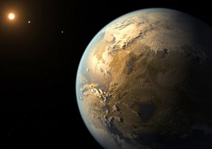 An artist’s impression of a habitable exoplanet. Seasonal changes and the presence of disequilibrium gases in such a planet’s atmosphere could indicate the existence of life there.