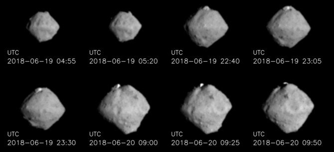 Asteroid Ryugu images by the ONC-T camera onboard Hayabusa2 between June 18 – 20, 2018.