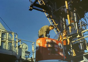 John Baross with the deep-ocean research submersible dubbed Alvin, 1991.