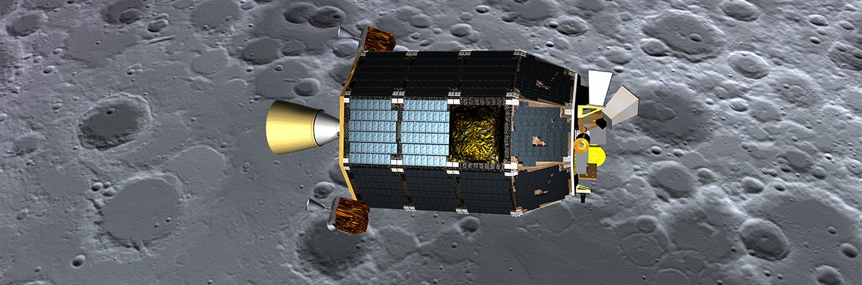 Concept art showing LADEE over the lunar surface. Image Credit: NASA