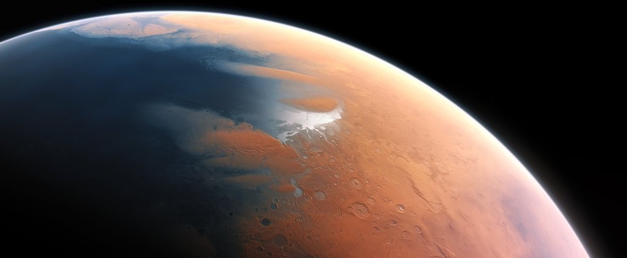 An artist’s impression of what Mars might have looked like with water, when any potential Martian microbes would have evolved.  Image credit: ESO/M. Kornmesser.