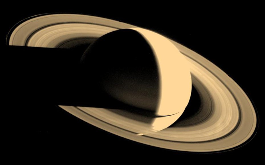Voyager 1 looked back at Saturn on Nov. 16, 1980, four days after the spacecraft flew past the planet, to observe the appearance of Saturn and its rings from this unique perspective.