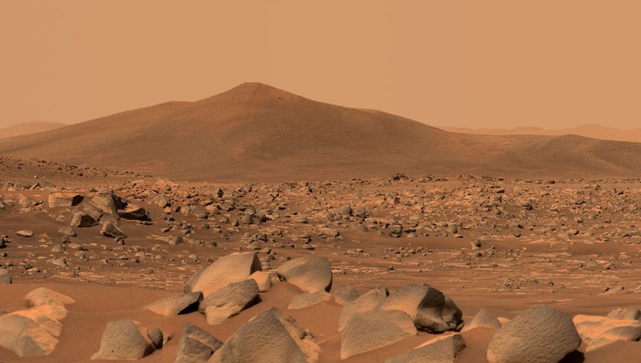 NASA’s Perseverance Mars rover used its dual-camera Mastcam-Z imager to capture this image of “Santa Cruz,” a hill within Jezero Crater, on April 29, 2021, the 68th Martian day, or sol, of the mission.