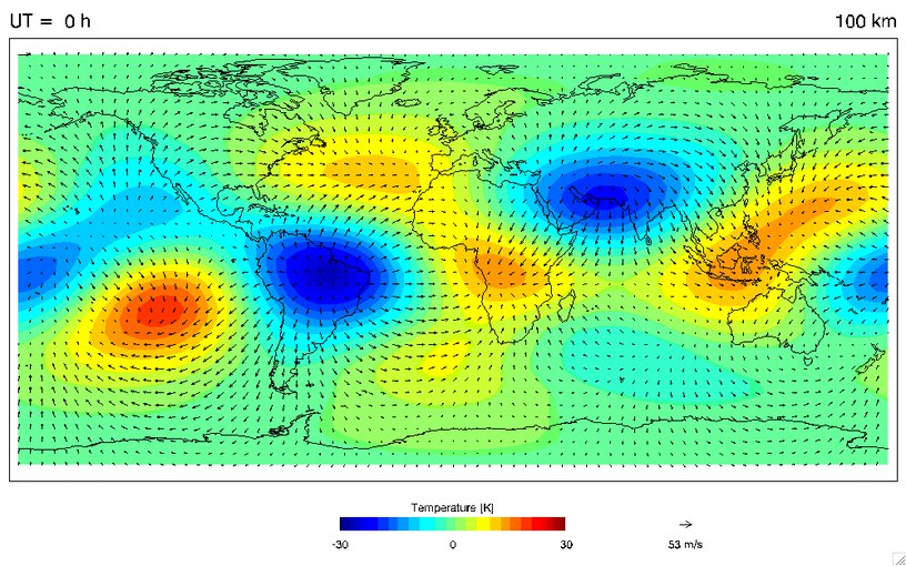 An animation showing the temperature of atmospheric tides in the atmosphere for September 2005, based on observations by the Thermosphere Ionosphere Mesosphere Energetics and Dynamics (TIMED) satellite.