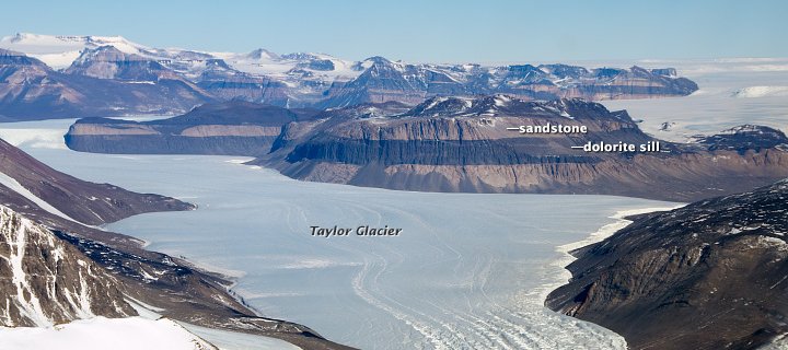 Operation IceBridge project scientist Michael Studinger took the photo of Taylor Valley,, one of the Dry Valleys of Antarctica where snow and ice are rare. Credit: NASA