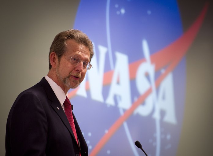 James L. Green speaking at the “Seeking Signs of Life” Symposium, celebrating 50 Years of Exobiology and Astrobiology at NASA, Thursday, Oct. 14, 2010, at the Lockheed Martin Global Vision Center in Arlington, Va.