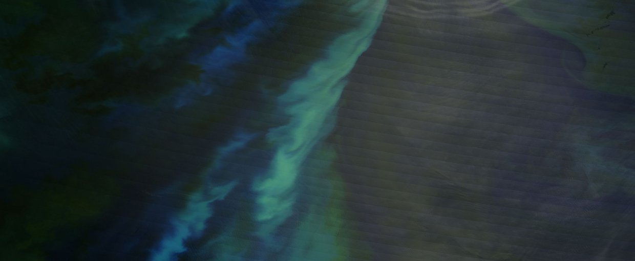 On December 5, 2006, a phytoplankton bloom sent colorful swirls through the southern Atlantic Ocean off the coast of Patagonia, Argentina. Image captured by the Moderate Resolution Imaging Spectroradiometer (MODIS) onboard NASA’s Terra satellite.