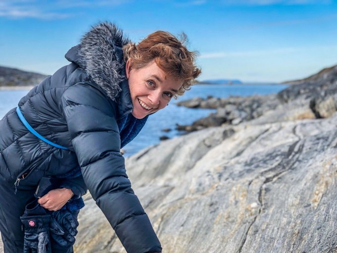 Abby Allwood outside of Nuuk, Greenland. She is a geologist and astrobiologist who specializes in faint signatures of ancient life detected through analysis of chemicals and rock textures.