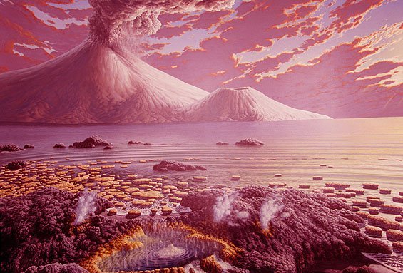 Artist illustration of the early Earth.