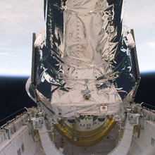The primary duty of the STS-93 crew was to deploy the Chandra X-ray Observatory, the world's most powerful X-ray telescope. This is one of a series of electronic still photos recorded by the crew during the deployment of the 50,162 pound observatory.