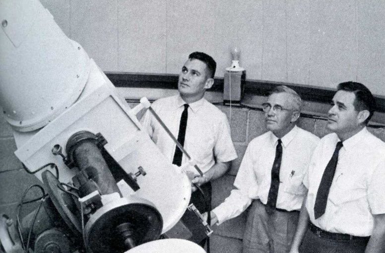 This photo from the 1964 NMSU yearbook shows Bradford Smith, left, Clyde Tombaugh, center and Jim Robinson.