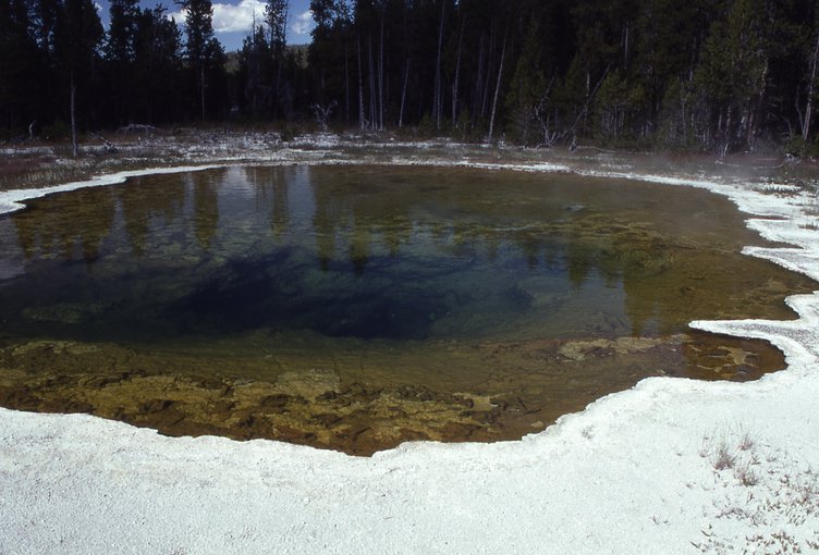 Yellowstone's Mushroom Pool Hot Springs, Midway & Lower Geyser Basin, as photographed in October of 1993.