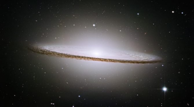 The Sombrero Galaxy, as imaged by the Hubble Space Telescope.