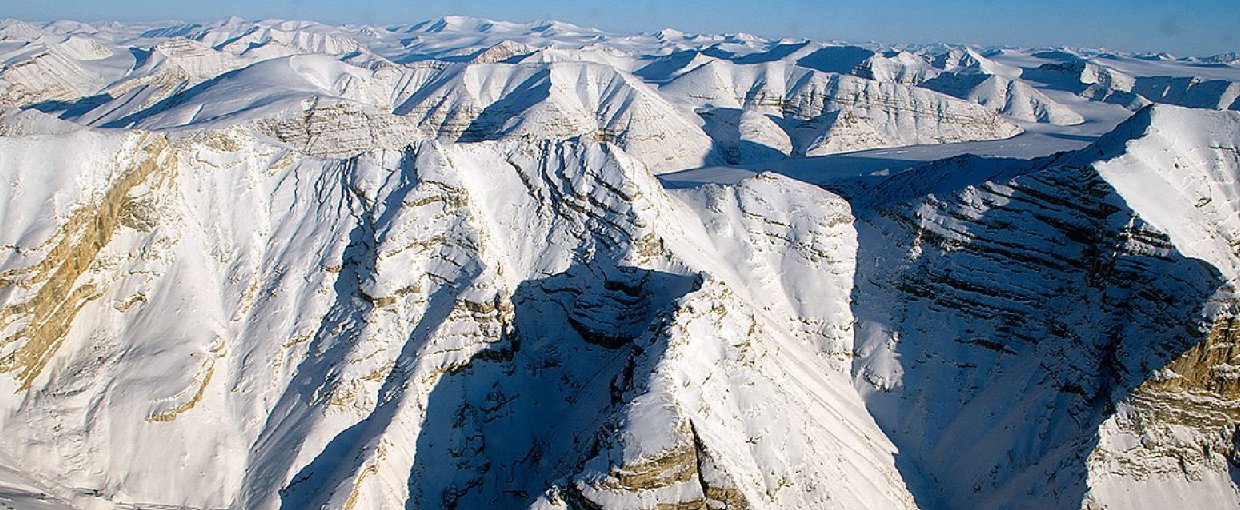 Glaciers on Canada’s Ellesmere Island seen during the Apr. 1 IceBridge survey flight. NASA's Operation IceBridge uses sophisticated instruments on aircraft to study glaciers, sea ice, and ice sheets.