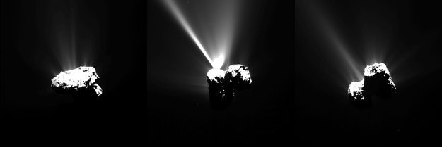 This series of images of Comet 67P/Churyumov–Gerasimenko was captured by Rosetta’s OSIRIS narrow-angle camera on 12 August 2015, just a few hours before the comet reached the closest point to the Sun along its 6.5-year orbit, or perihelion.