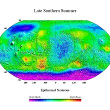 In the late southern summer on Mars in 2003, the buried ice in the north was not visible due to the thick polar cap of carbon dioxide.