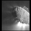 This enhanced image, one of the closest taken of comet Hartley 2 by NASA's EPOXI mission, shows jets and where they originate from the surface. There are jets outgassing from the sunward side, the night side, and along the terminator.