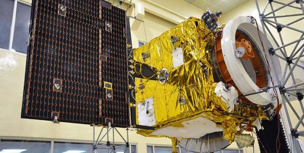 Primary deployment test of the three-fold solar panel on India's Mars Orbiter Mission (MOM) prior to launch. Credit: ISRO