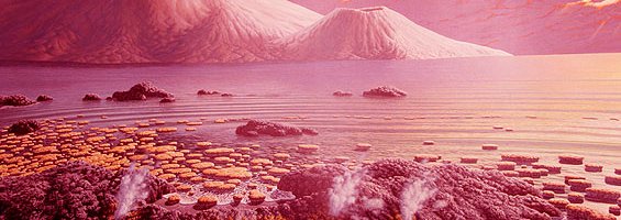 Artist impression of Earth during the Archean eon.