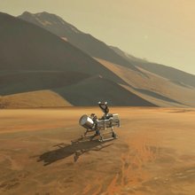 Artist's Impression of Dragonfly on Titan's surface.