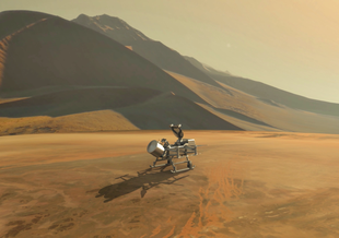 Artist's Impression of Dragonfly on Titan's surface.