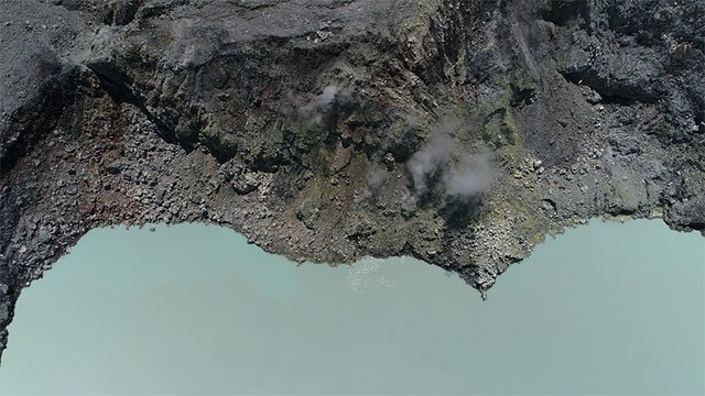Drone view above Poás volcano.
