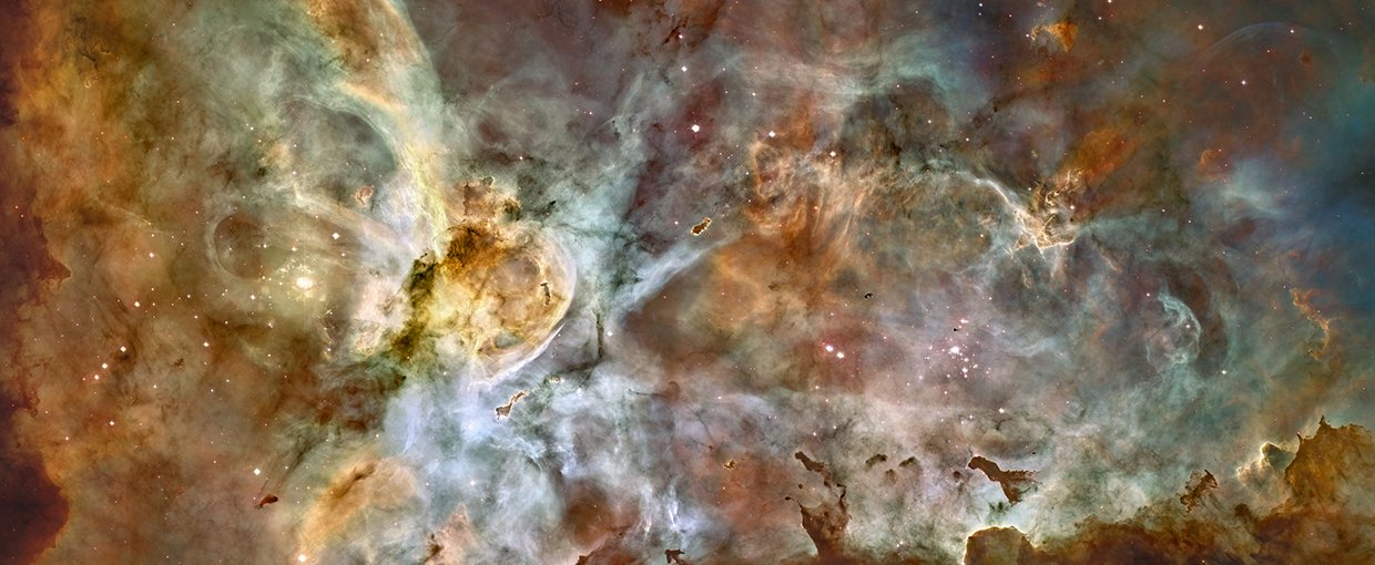 Hubble Telescope image of the Carina Nebula, found in one of the brightest parts of the Milky Way.