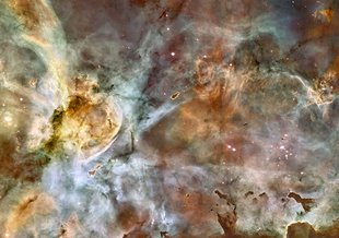 Hubble Telescope image of the Carina Nebula, found in one of the brightest parts of the Milky Way.