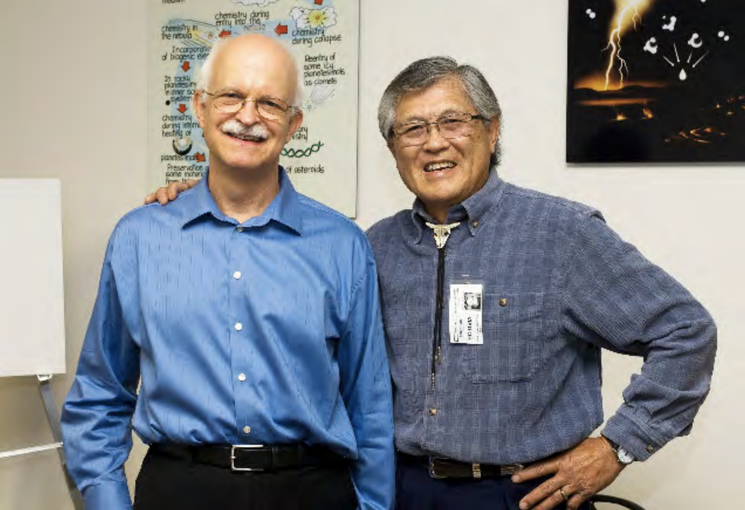Astrobiologists David Des Marais and Sherwood Chang at the dedication of the Sherwood Chang Conference Room.