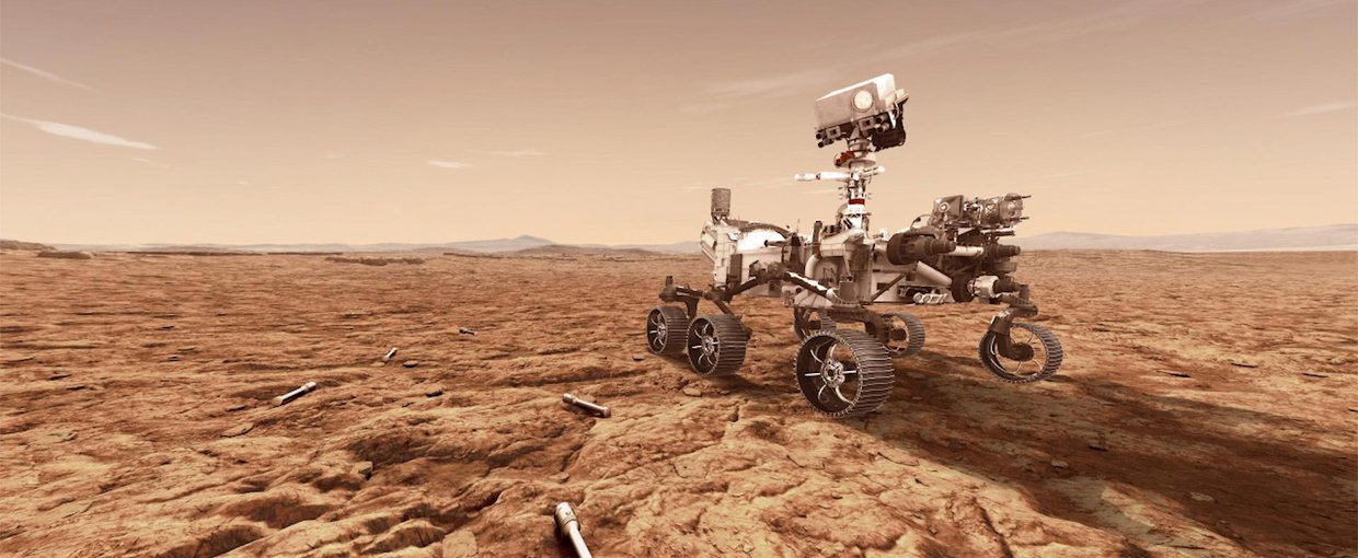 Rendering of the Perseverance rover with cached samples. Image credit: NASA.