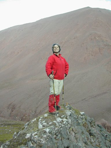 Marilyn Fogel on a ridge in Svalbard.