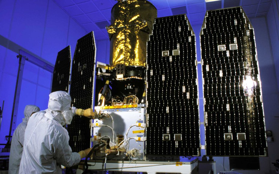 The GALEX spacecraft before its launch in 2003.
