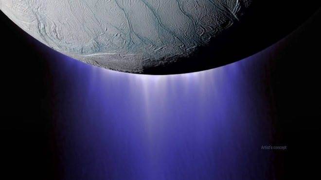 NASA’s Cassini spacecraft completed its deepest-ever dive through the icy plume of Enceladus on Oct. 28, 2015. (NASA/JPL-Caltech)